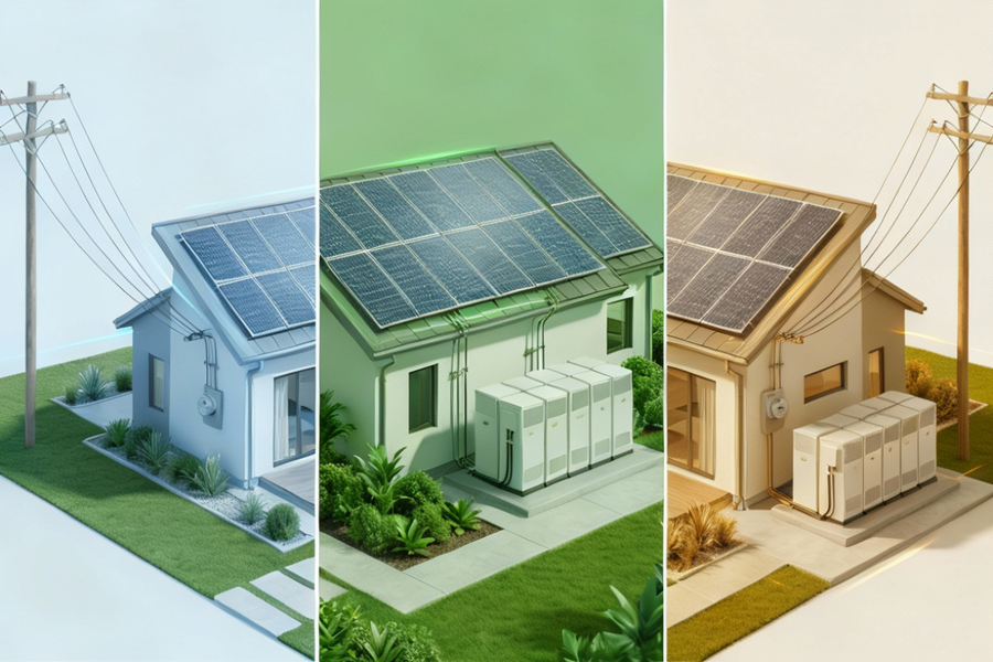 comparison chart showing on-grid vs off-grid solar system differences