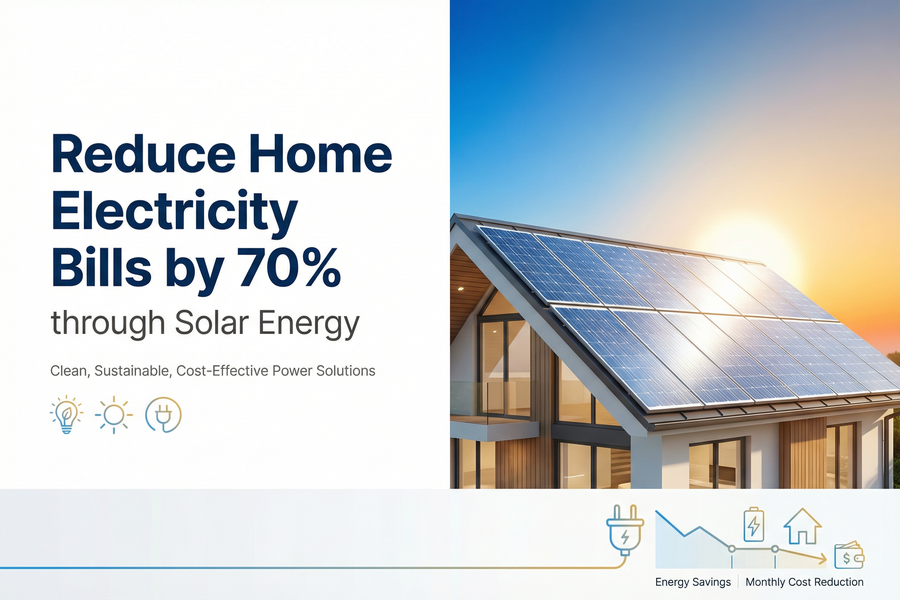 Rooftop solar panels installed on a home to reduce electricity bills.