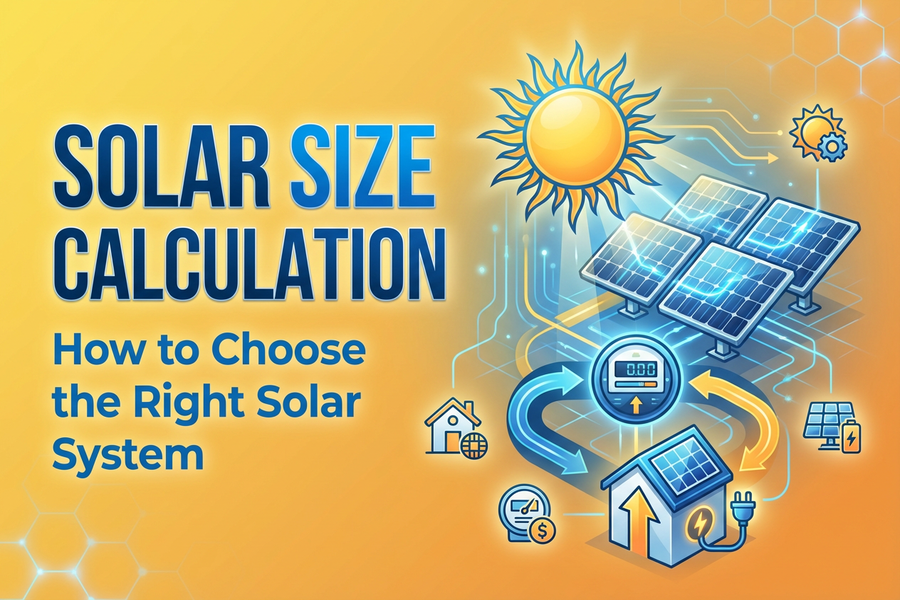 Rooftop solar panels sized using solar size calculation method