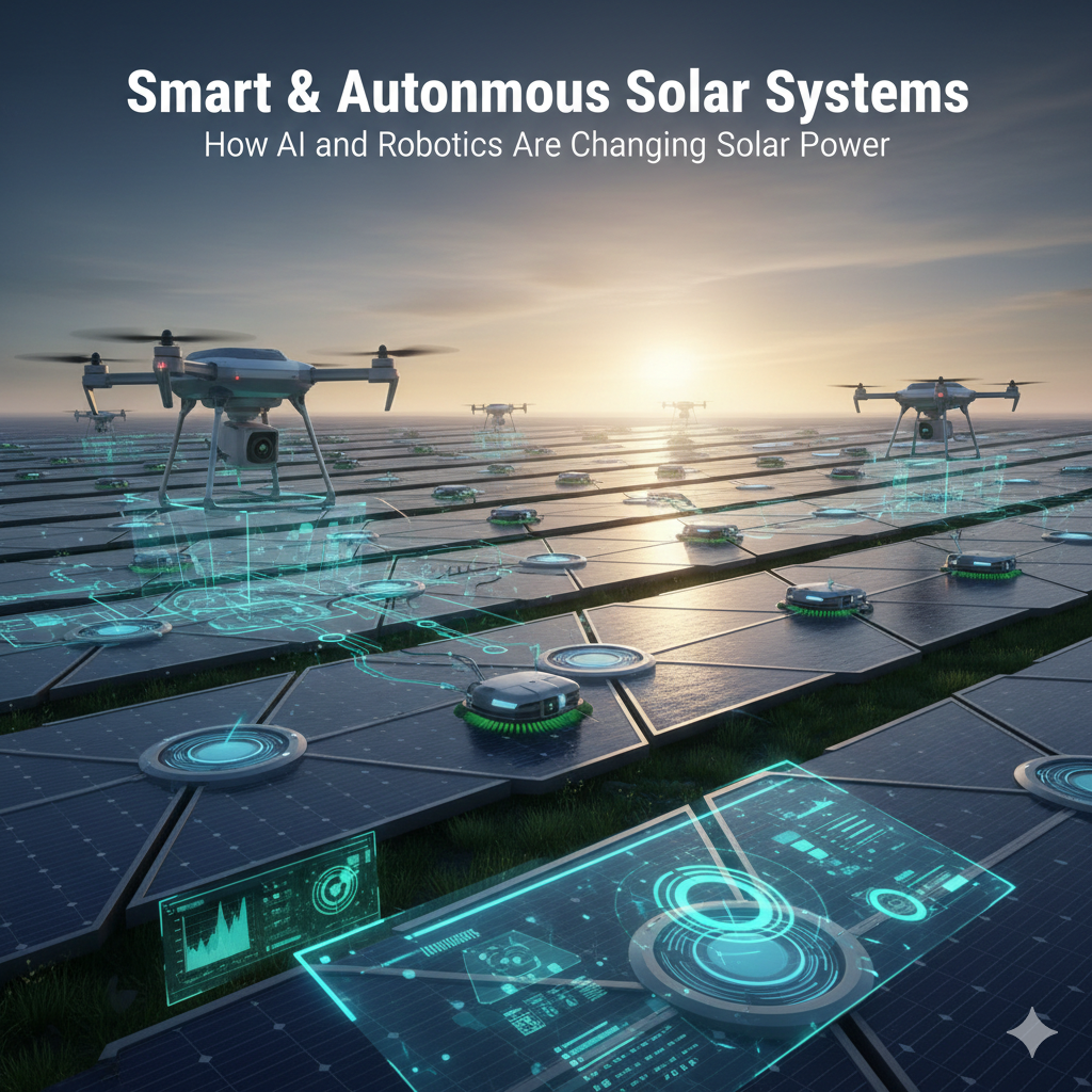 Smart and autonomous solar systems using artificial intelligence and robotics to optimise solar power generation.