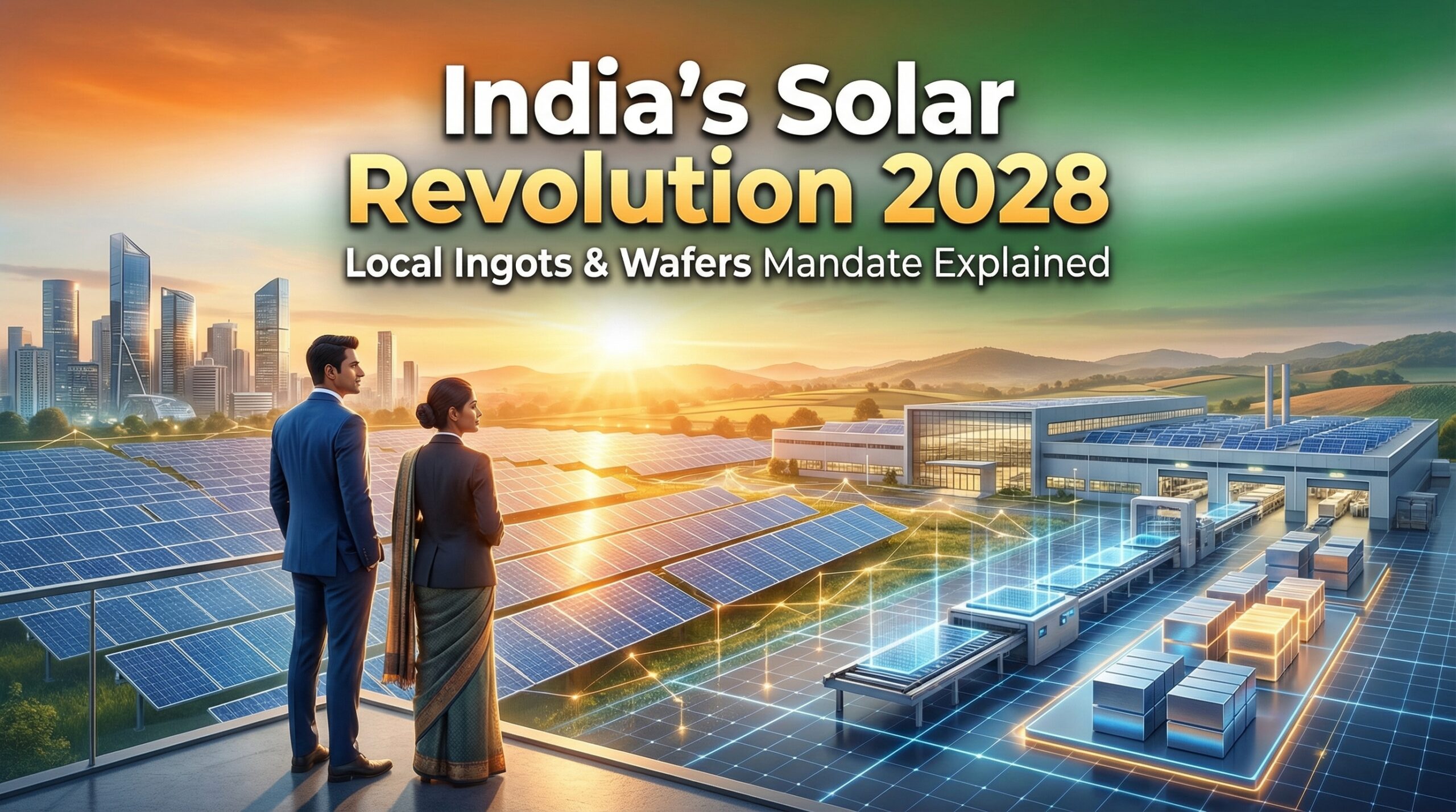 India solar ingots and wafers mandate 2028 with solar panels and manufacturing plant